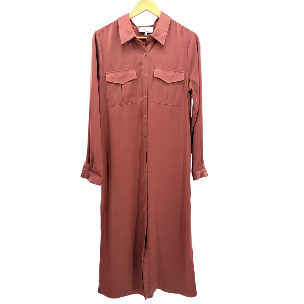 L'Academie Revolve Maxi Shirt Dress M Dusty Mauve Utility No Belt Minimalist